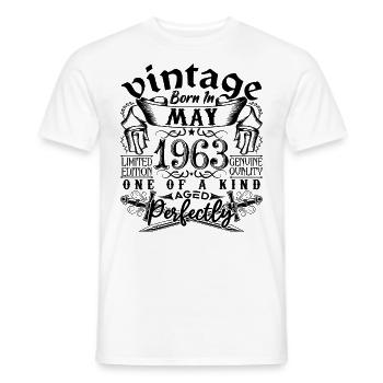 Anniversaire 1963 Mai 1963 ! né en May 1963 - T-shirt homme - blanc - Devant - AI Model Male 178 dark (178cm)