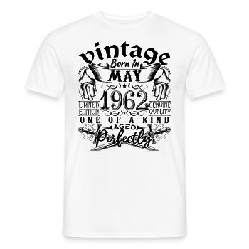 Anniversaire 1962 Mai 1962 ! né en May 1962 - T-shirt homme - blanc - Devant - AI Model Male 178 dark (178cm)
