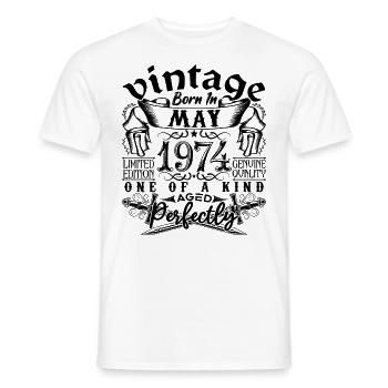 Birthday 1974 May 1974! born May 1974 - Men's T-Shirt - white - Front - AI Model Male 178 dark (178cm)