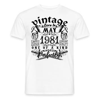 Geburtstag 1981 Mai 1981! geboren Mai 1981 - Männer T-Shirt - Weiß - Vorne - AI Model Male 178 dark (178cm)