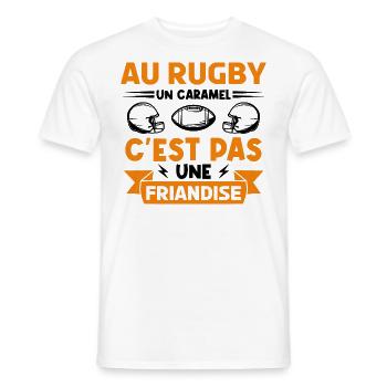 rugbyman. Cadeau fan de rugby. Au Rugby un caramel - T-shirt homme - blanc - Devant - AI Model Male 178 dark (178cm)