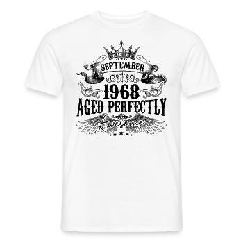 Birthday 1968 September 1968 born in September - Men's T-Shirt - white - Front - AI Model Male 178 dark (178cm)