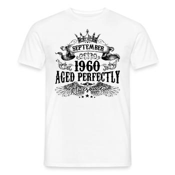 Anniversaire 1960 Septembre 1960 né en Septembre - T-shirt homme - blanc - Devant - AI Model Male 178 dark (178cm)