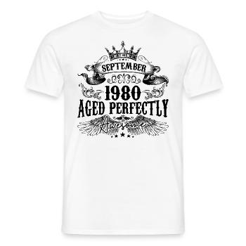 Anniversaire 1980 Septembre 1980 né en Septembre - T-shirt homme - blanc - Devant - AI Model Male 178 dark (178cm)