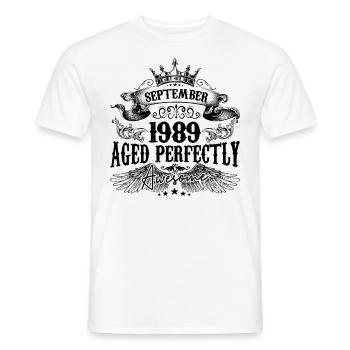 Birthday 1989 September 1989 born in September - Men's T-Shirt - white - Front - AI Model Male 178 dark (178cm)