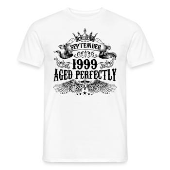 Anniversaire 1999 Septembre 1999 né en Septembre - T-shirt homme - blanc - Devant - AI Model Male 178 dark (178cm)