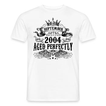 Birthday 2004 September 2004 born in September - Men's T-Shirt - white - Front - AI Model Male 178 dark (178cm)
