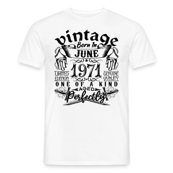 Anniversaire 1971 Juin 1971 ! né en June 1971 - T-shirt homme - blanc - Devant - AI Model Male 178 dark (178cm)