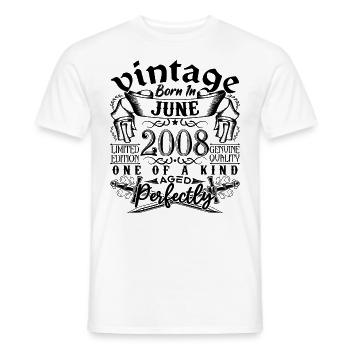 Geburtstag 2008 Juni 2008 ! geboren im Juni 2008 - Männer T-Shirt - Weiß - Vorne - AI Model Male 178 dark (178cm)