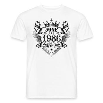 Vintage Juin 1986 Juin 1986 né en Juin - T-shirt homme - blanc - Devant - AI Model Male 178 dark (178cm)