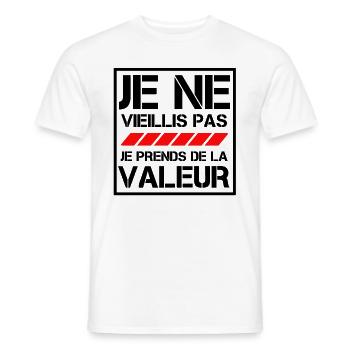 Je ne vieillis pas je prends de la valeur - T-shirt homme - blanc - Devant - AI Model Male 178 dark (178cm)