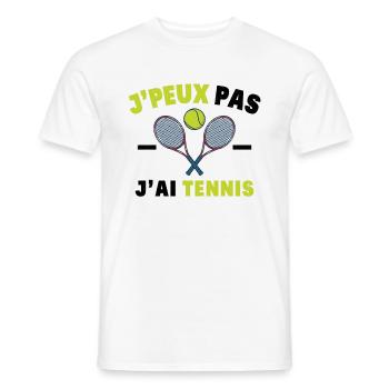 J'Peux Pas J'Ai Tennis Sport Cadeau Humoristique - T-shirt homme - blanc - Devant - AI Model Male 178 dark (178cm)