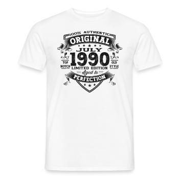 33rd Birthday Man Original July Vintage 1990 - Men's T-Shirt - white - Front - AI Model Male 178 dark (178cm)