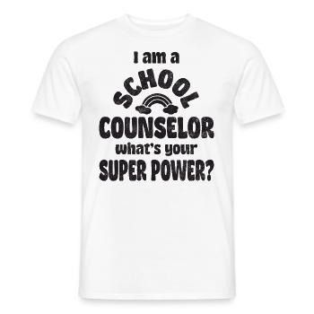 I am a school counselor, what's your super power? - Men's T-Shirt - white - Front - AI Model Male 178 dark (178cm)