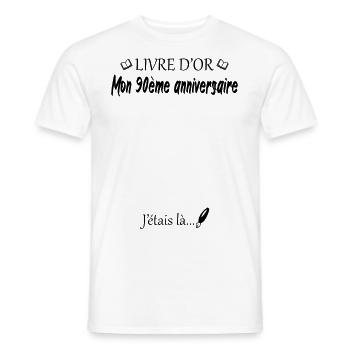 90e anniversaire livre d'or 90 ans cadeau - T-shirt homme - blanc - Devant - AI Model Male 178 dark (178cm)