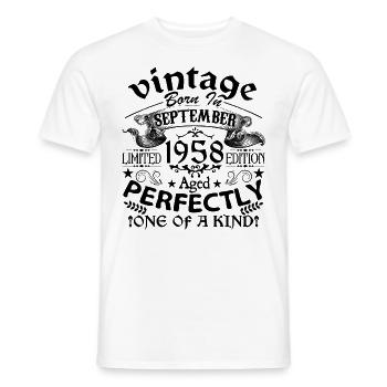 September 1958 | Jahrgang 1958 | geboren im September - Männer T-Shirt - Weiß - Vorne - AI Model Male 178 dark (178cm)