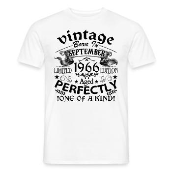 September 1966 | Vintage 1966 | born in September - Men's T-Shirt - white - Front - AI Model Male 178 dark (178cm)