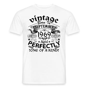 Septembre 1969 | Vintage 1969 | né en Septembre - T-shirt homme - blanc - Devant - AI Model Male 178 dark (178cm)