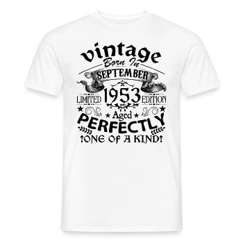 Septembre 1953 | Vintage 1953 | né en Septembre - T-shirt homme - blanc - Devant - AI Model Male 178 dark (178cm)