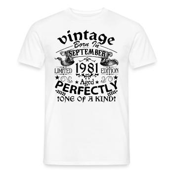 September 1981 | Vintage 1981 | born in September - Men's T-Shirt - white - Front - AI Model Male 178 dark (178cm)