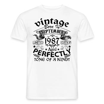 September 1987 | Vintage 1987 | born in September - Men's T-Shirt - white - Front - AI Model Male 178 dark (178cm)