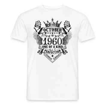 Anniversaire 1960 Octobre 1960 né en Octobre - T-shirt homme - blanc - Devant - AI Model Male 178 dark (178cm)