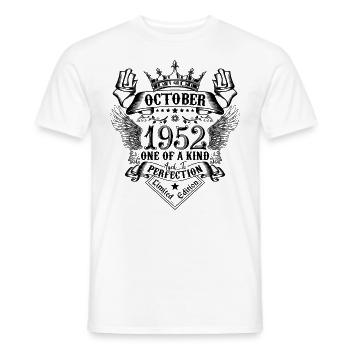 Anniversaire 1952 Octobre 1952 né en Octobre - T-shirt homme - blanc - Devant - AI Model Male 178 dark (178cm)