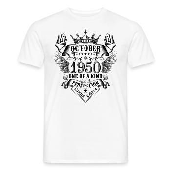Anniversaire 1950 Octobre 1950 né en Octobre - T-shirt homme - blanc - Devant - AI Model Male 178 dark (178cm)