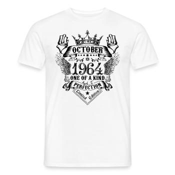 Anniversaire 1964 Octobre 1964 né en Octobre - T-shirt homme - blanc - Devant - AI Model Male 178 dark (178cm)