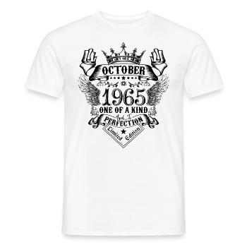 Anniversaire 1965 Octobre 1965 né en Octobre - T-shirt homme - blanc - Devant - AI Model Male 178 dark (178cm)