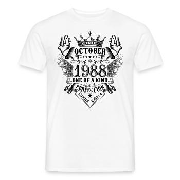 Anniversaire 1988 Octobre 1988 né en Octobre - T-shirt homme - blanc - Devant - AI Model Male 178 dark (178cm)