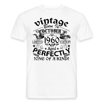 October 1960 | Vintage 1960's | born in October - Men's T-Shirt - white - Front - AI Model Male 178 dark (178cm)