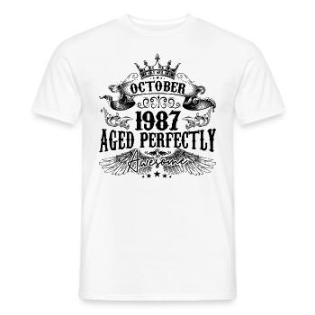 1987 | Octobre Aged Perfectly 1987 birthday gift - T-shirt homme - blanc - Devant - AI Model Male 178 dark (178cm)