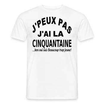 HUMOUR / LA CINQUANTAINE / ANNIVERSAIRE / CADEAU - T-shirt homme - blanc - Devant - AI Model Male 178 dark (178cm)
