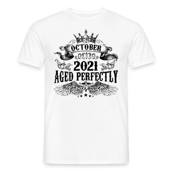 2021 | October Aged Perfectly 2021 birthday gift - Men's T-Shirt - white - Front - AI Model Male 178 dark (178cm)