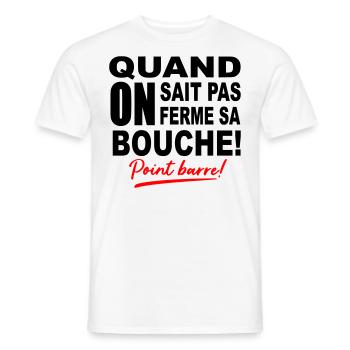 Quand on sait pas on la ferme / humour /drôle - T-shirt homme - blanc - Devant - AI Model Male 178 dark (178cm)