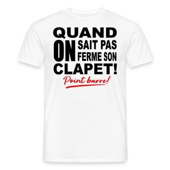 Quand on sait pas on ferme son clapet / humour - T-shirt homme - blanc - Devant - AI Model Male 178 dark (178cm)