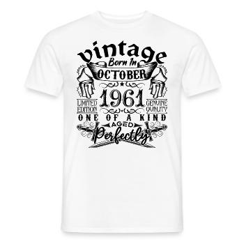 Anniversaire 1961 Octobre 1961 ! né en October 196 - T-shirt homme - blanc - Devant - AI Model Male 178 dark (178cm)