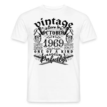 Geburtstag 1969 Oktober 1969 geboren im Oktober 1969 - Männer T-Shirt - Weiß - Vorne - AI Model Male 178 dark (178cm)