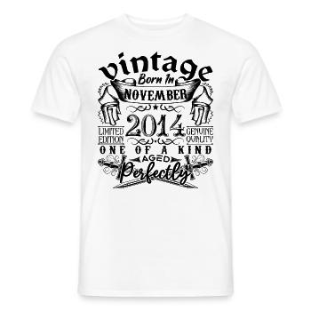 Birthday 2014 November 2014 born in November - Men's T-Shirt - white - Front - AI Model Male 178 dark (178cm)