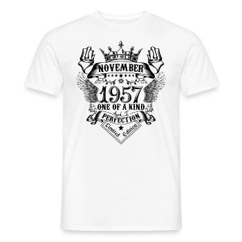 Birthday November 1957 born in November 1957 - Men's T-Shirt - white - Front - AI Model Male 178 dark (178cm)