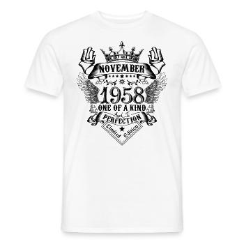 Geburtstag November 1958 geboren im November 1958 - Männer T-Shirt - Weiß - Vorne - AI Model Male 178 dark (178cm)