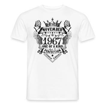 Birthday November 1967 born in November 1967 - Men's T-Shirt - white - Front - AI Model Male 178 dark (178cm)