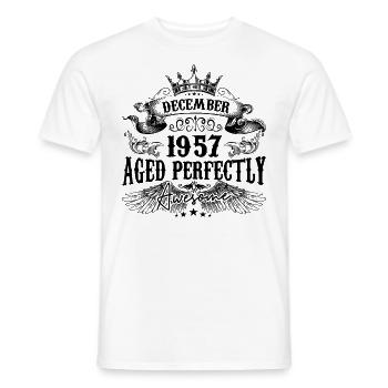 Anniversaire 1957 Décembre 1957 né en Décembre - T-shirt homme - blanc - Devant - AI Model Male 178 dark (178cm)