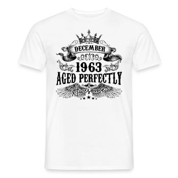 Anniversaire 1963 Décembre 1963 né en Décembre - T-shirt homme - blanc - Devant - AI Model Male 178 dark (178cm)