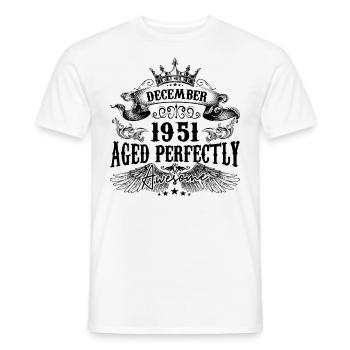 Anniversaire 1951 Décembre 1951 né en Décembre - T-shirt homme - blanc - Devant - AI Model Male 178 dark (178cm)