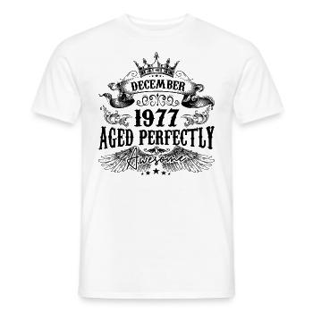 Birthday 1977 December 1977 born in December - Men's T-Shirt - white - Front - AI Model Male 178 dark (178cm)