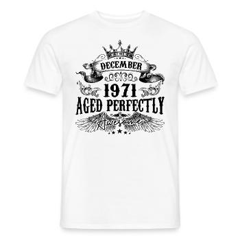 Anniversaire 1971 Décembre 1971 né en Décembre - T-shirt homme - blanc - Devant - AI Model Male 178 dark (178cm)