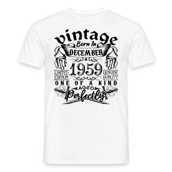 Anniversaire 1959 Décembre 1959 né en Décember - T-shirt homme - blanc - Devant - AI Model Male 178 dark (178cm)