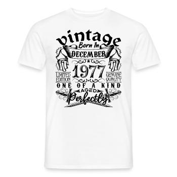 Birthday 1977 December 1977 born in December - Men's T-Shirt - white - Front - AI Model Male 178 dark (178cm)